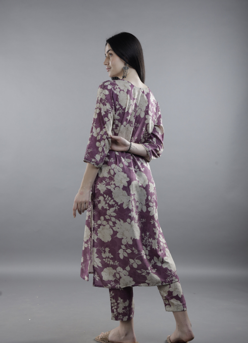 Namratha Jauni Lavender Floral Printed Kurta Set