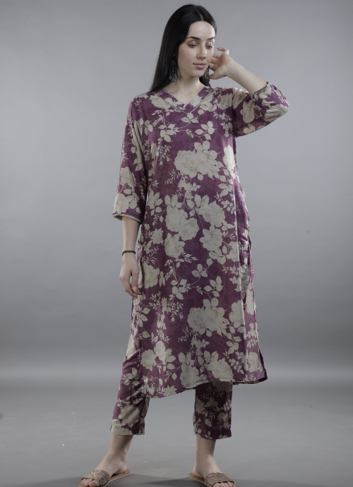 Namratha Jauni Lavender Floral Printed Kurta Set