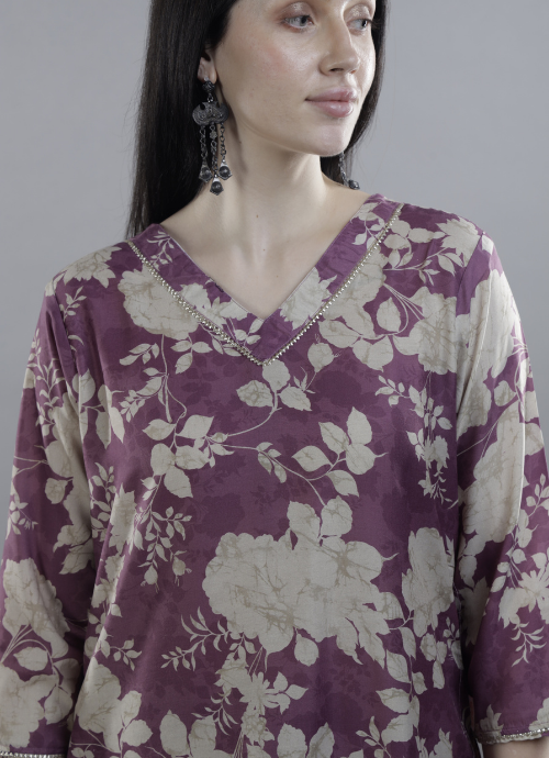 Namratha Jauni Lavender Floral Printed Kurta Set