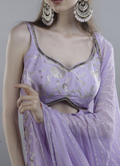 Purple Ethereal Embroidered Sharara Set