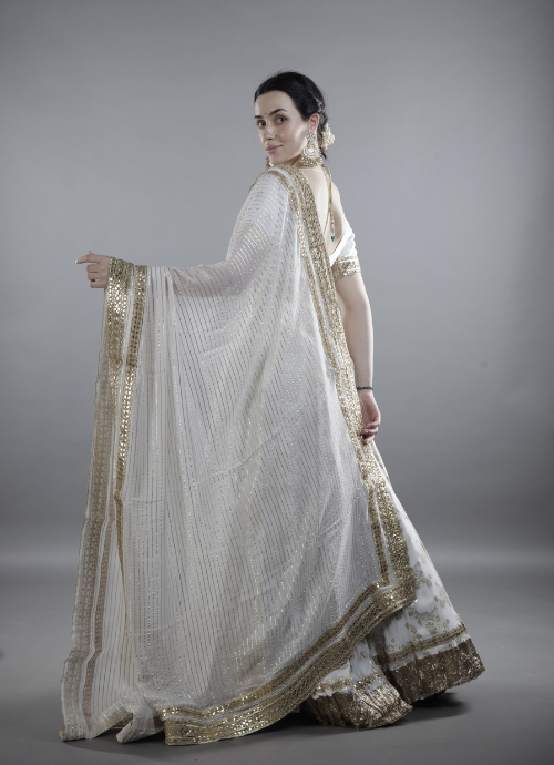 Ivory and Gold Embroidered Lehenga Set