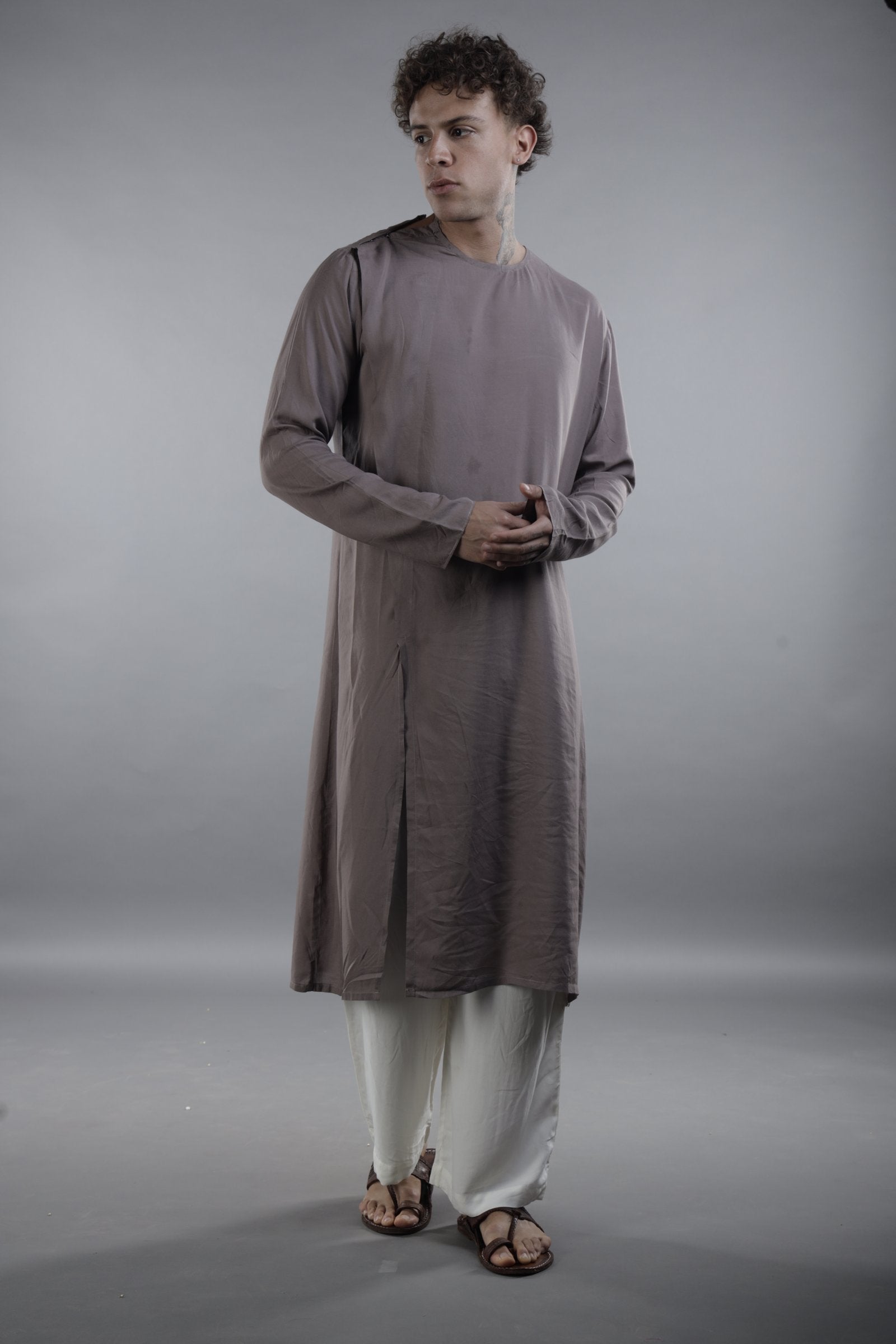 Taupe Minimalist Long Kurta