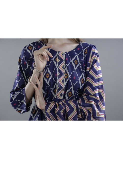 Indigo Printed Kurta Set with Dupatta