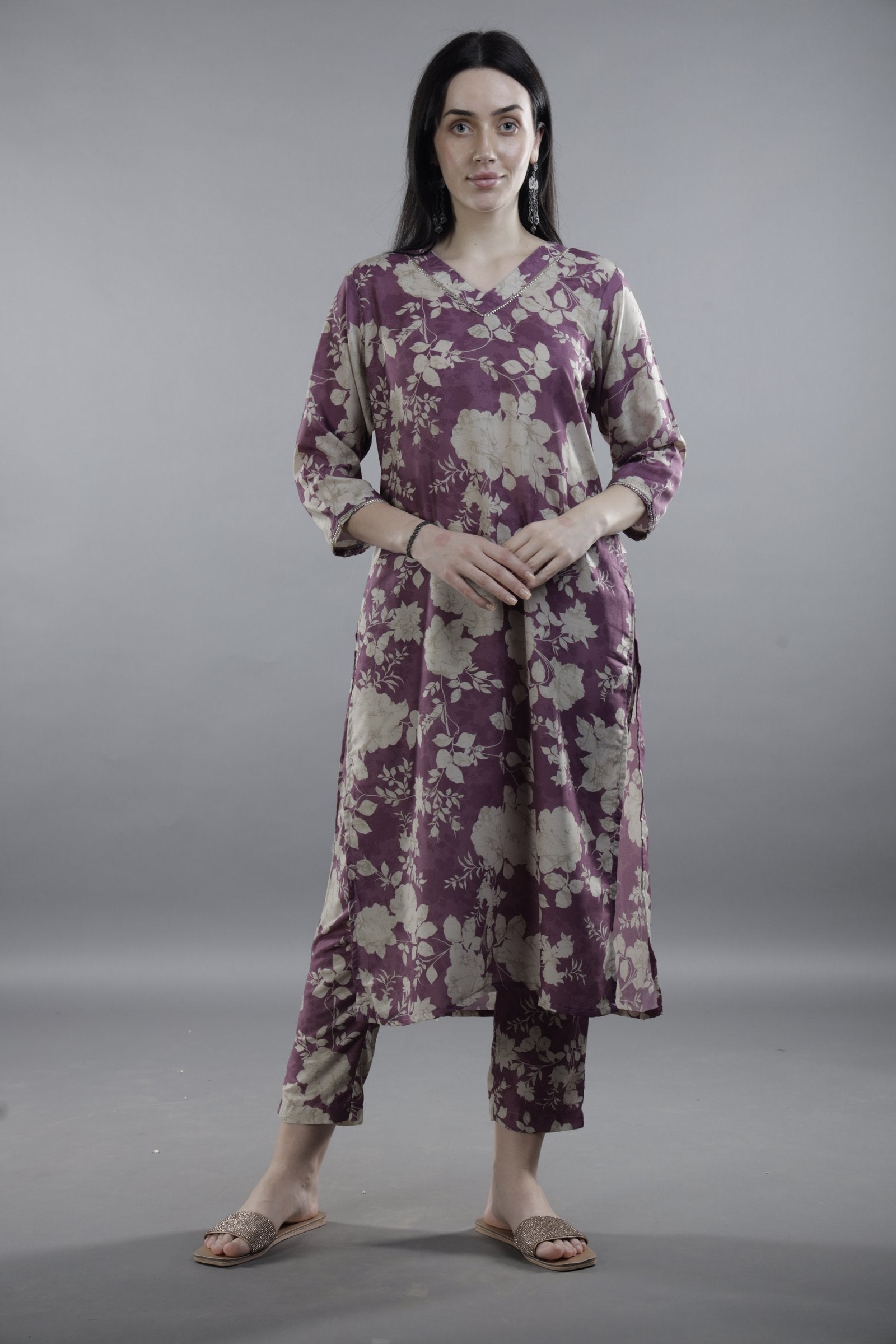 Namratha Jauni Lavender Floral Printed Kurta Set