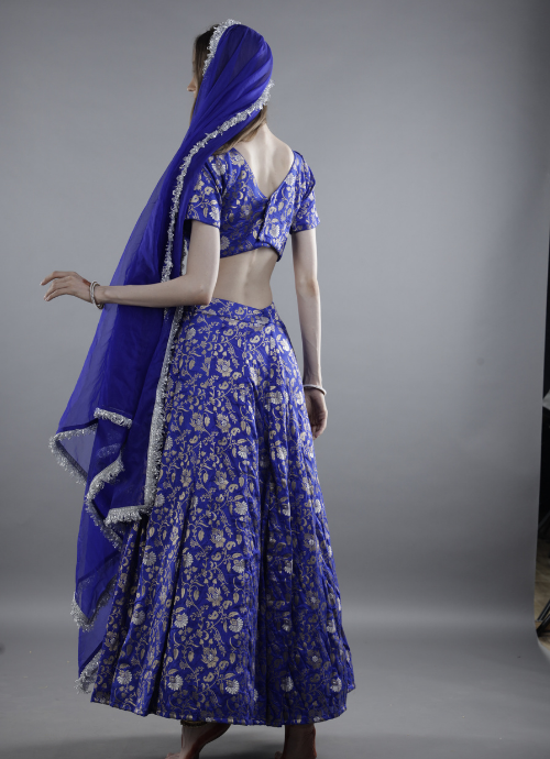 Royal Blue Brocade Lehenga Choli with Dupatta