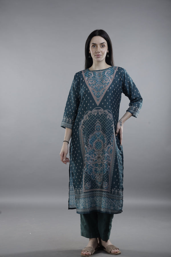 Ethereal Turqiouse Printed Kurta