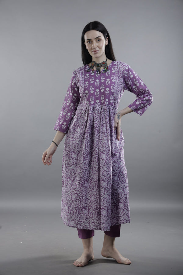 Deep Lavender Printed Anarkali Kurta