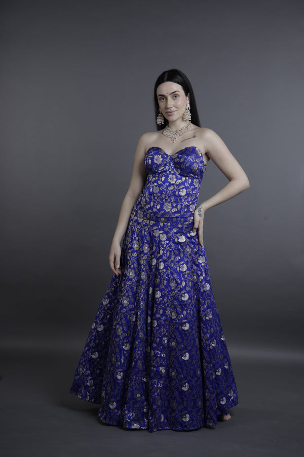 Namratha Juani Tube corset Lehnga, Electric blue