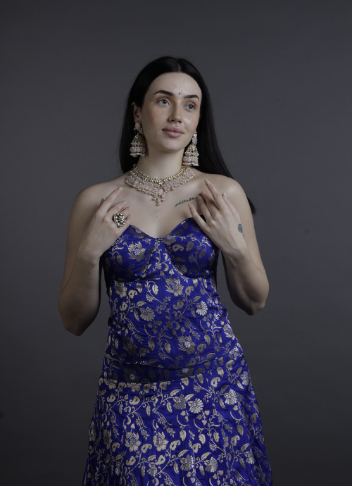 Namratha Juani Tube corset Lehnga, Electric blue